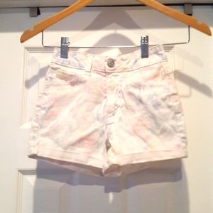 Justice Floral Print Cream Denim Shorts Size 8 slim
